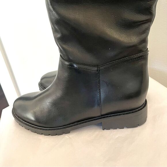 Steve Madden Loralye Lug-Sole Slouch Tall Boots Dark Brown Leather, Size 8 NIB - Picture 4 of 7